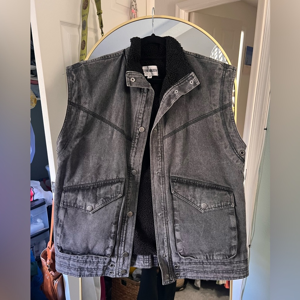 Steve Madden fleece lined denim vest
